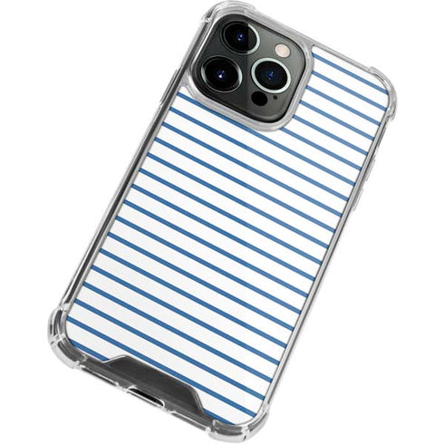 Blue and White Stripes iPhone 14 Pro Clear Case